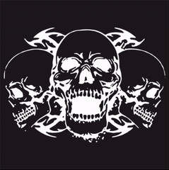 Car Sticker Vinyl Black Triple Skull Decal Waterproof For Hood Body Door Decor