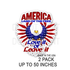 Eagle Love It or Leave It American Flag Land of the Free USA Decal Sticker Packs