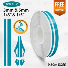 AQUA BLUE 9/16″ 15mm Double Lines STRIPE Car Streamline TAPE Decal Vinyl Sticker