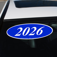 Car Windshield Year Stickers 2012-2026 Oval Dealership Decals Printed in USA