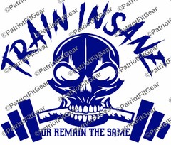 Train Insane Or Remain The Same,In 20+Colors,Fitness,Exercise,Skull,Vinyl Decal