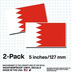 Bahrain Flag Sticker 5″ 2-Pack – BH Decal – Bahraini Pride Vinyl