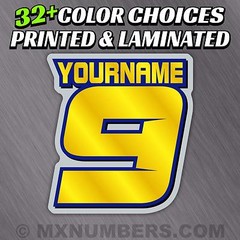 3 Motorcycle Number Name Plate Race Color Decals Sticker MX ATV SX BMX Bike Kart