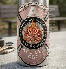IAFF Female Firefighter 2″ Decal Rose Gold Flower Flame Helmet Window Sticker