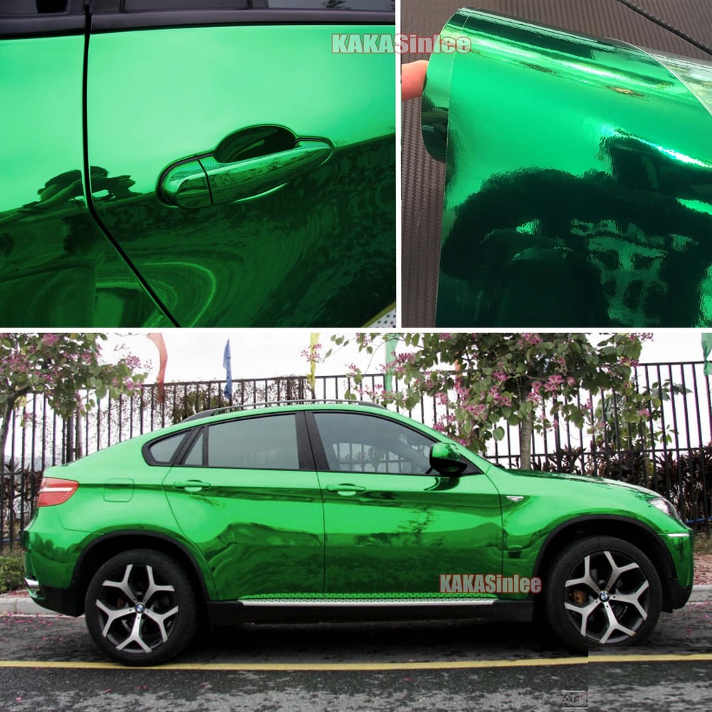 50FT Green Stretchable Entire Car Mirror Chrome Vinyl Wrap Sticker Air Free AX