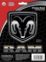Chrome Ram Head and Script Decals – 4″x4″ & 5″x1″ – Two Decals – Windows, Doors