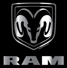 Chrome Ram Head and Script Decals – 4″x4″ & 5″x1″ – Two Decals – Windows, Doors