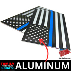 2x ALUMINUM Thin Blue Line Decal Sticker Car, Motorcycle, SUV