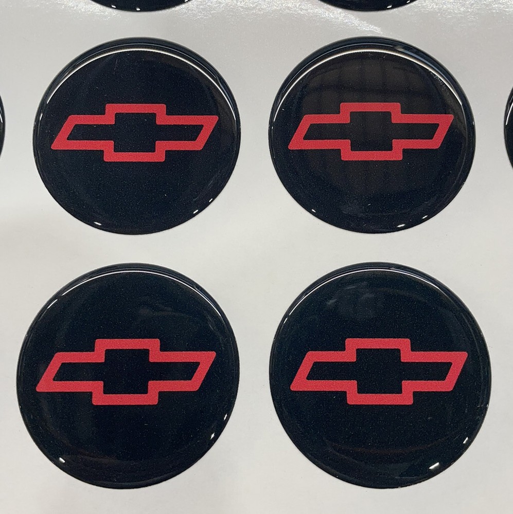 Chevrolet Red Bowtie Center Wheel Emblem 2” Round Vinyl 4 Chevy Bow tie Raised