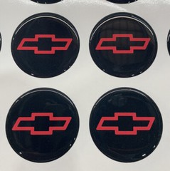 Chevrolet Red Bowtie Center Wheel Emblem 2” Round Vinyl 4 Chevy Bow tie Raised