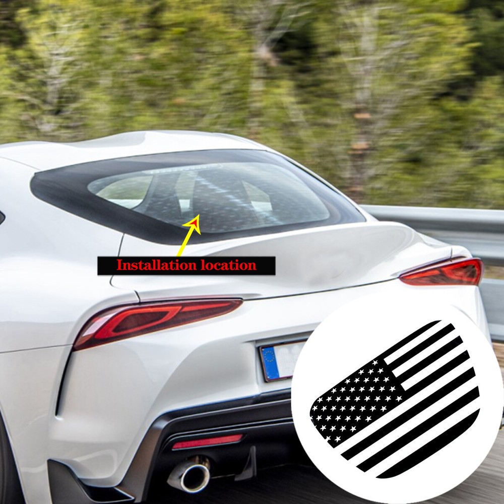 Rear Back Window American Flag Black Sticker Fit For Toyota Supra 2019-2022