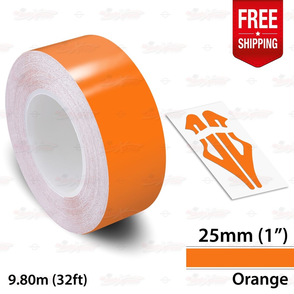 ORANGE 1″ 25mm Roll PIN STRIPE Car Striping Trim Line TAPE Decal Vinyl Sticker