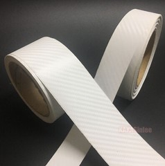 3D White Sheet Car PVC Grain Carbon Fiber Vinyl Tape Wrap Sticker Decors Strips