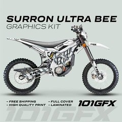 Surron Ultra Bee Graphics Kit FOX RACE LINE White Grey Decals Stickers