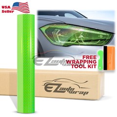 Headlight Hex Holographic Gloss Emerald Green Taillight Tint Film Fog Honeycomb