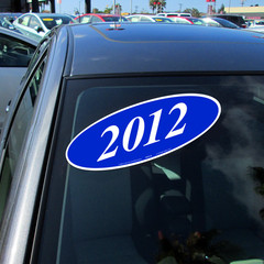 Car Windshield Year Stickers 2012-2026 Oval Dealership Decals Printed in USA