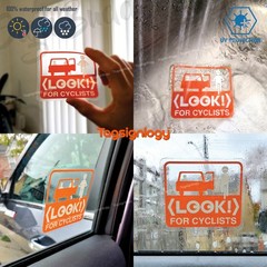 (Stickers Combo) Buckle Up Fasten Seat Belt & Look for Cyclists Awareness Decal
