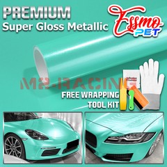 ESSMO PET Super Gloss Metallic Teal Car Vehicle Vinyl Wrap Decal Sticker Paint