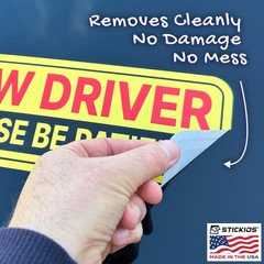 Stickios New Driver Stickers (Non-Magnetic) for Cars & Windows – Yellow