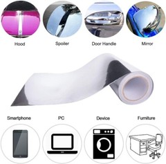 Car Vinyl Wrap Chrome Mirror Silver Self Adhesive DIY Decals Decoration 12″x60″