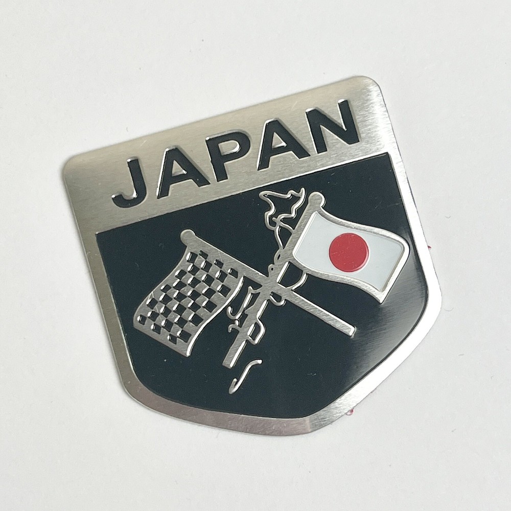 Japan Flag Car Emblem Badge Decal Sticker 2″x 2.25″ Aluminum Japanese JDM JP NEW