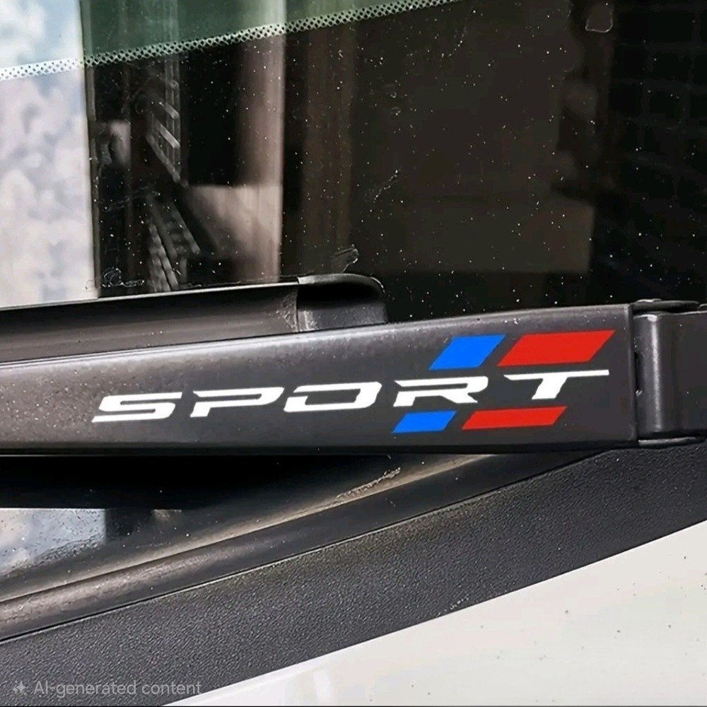 2PCS SPORT Tri-color” Car Stickers Graphic Car Wiper Decals, Waterproof & Wear.