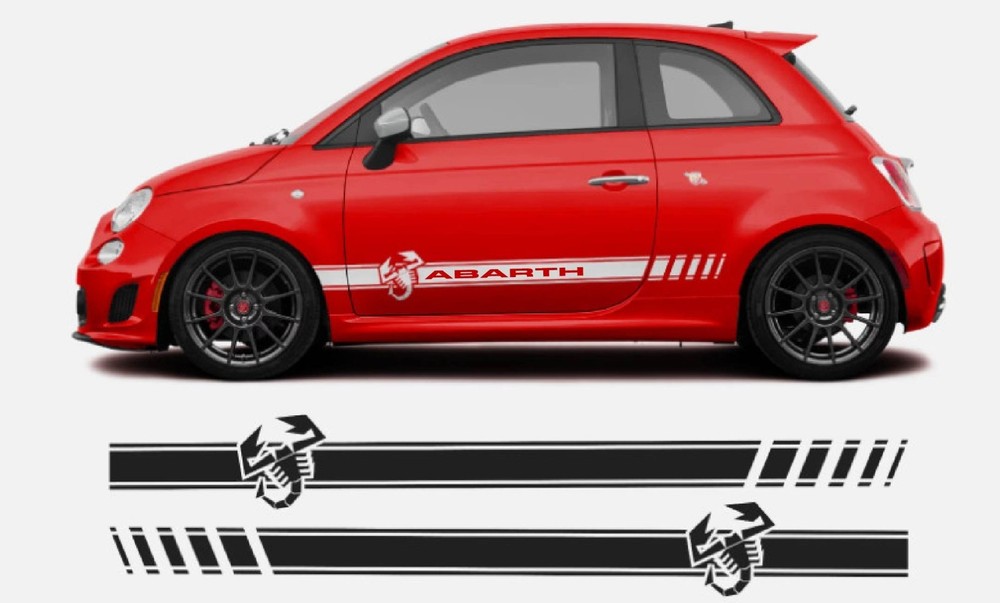 Fits Fiat Abarth Side Stripes Graphics 500 Decals Both Sides Scorpion