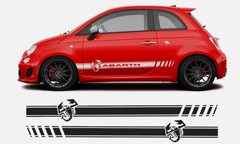 Fits Fiat Abarth Side Stripes Graphics 500 Decals Both Sides Scorpion