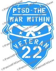 Veteran 22,Skull,PTSD The War Within,Support Our Troops,,Custom Vinyl Decal