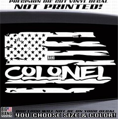 COLONEL USA FLAG Vinyl Decal Sticker Military Rank Enlisted Service Member Brass