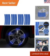 Durable Blue LED Reflective Rim Stripe Decals – 20Pcs for Cars & Motorcycles