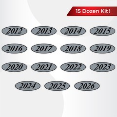 Car Windshield Year Stickers 2012-2026 Oval Dealership Decals Printed in USA