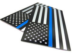 2x ALUMINUM Thin Blue Line Decal Sticker Car, Motorcycle, SUV