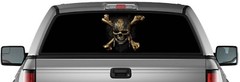 PERFORATED CARIBBEAN PIRATE SKULL PICK-UP TRUCK BACK WINDOW GRAPHIC DECAL VINYL