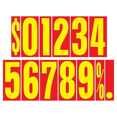 9 1/2 Inch Red & Yellow Adhesive Number. Ez212
