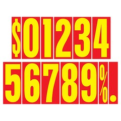 9 1/2 Inch Red & Yellow Adhesive Number. Ez212