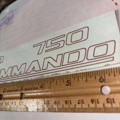 Commando 750 Silver Black Vinyl Transfer Sticker Decal 6.5”