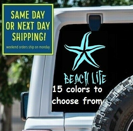 8 Sizes STARFISH BEACH LIFE Car Window DECAL STICKER MacBook Tablet Laptop iPad