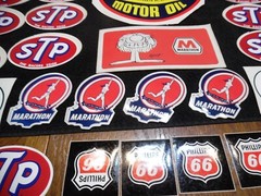 Vtg NOS Decal Stickers STP PENZOIL MARATHON SINCLAIR STANDARD OIL Gas Use On Can