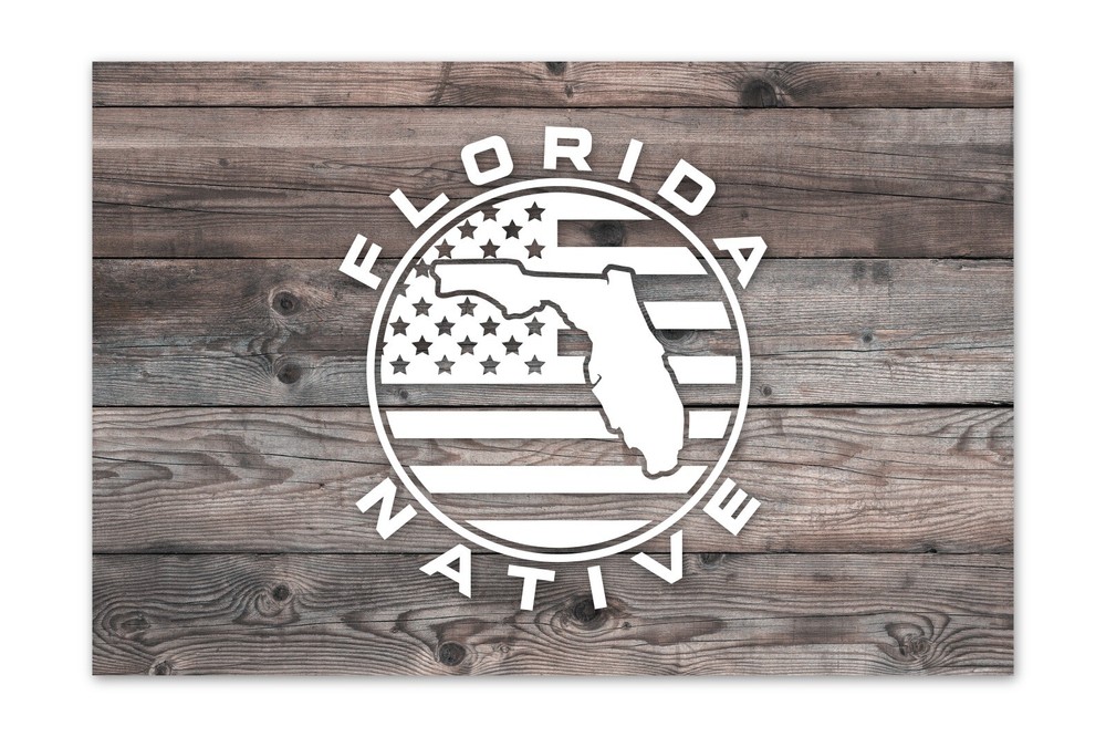 Florida Native Circular American Flag Decal Sticker Vinyl Graphics