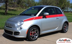 Checkered Side Body Line Rally Stripes Graphic Decal for 2011-2016 Fiat 500