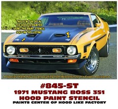 GE-845-ST 1971 BOSS 351 MUSTANG – STENCIL – PAINTS CENTER HOOD & PINSTRIPE