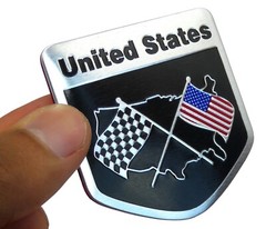 ALUMINUM United States Flag Decal Sticker Car, Motorcycle, Patriotic 2″ x 2″
