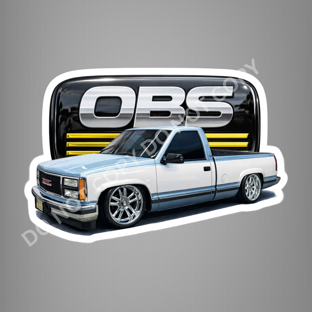 OBS Chevy Truck Die Cut Sticker – Lowered GMC Pickup Troca Decal (5 Inch 2 Pack)