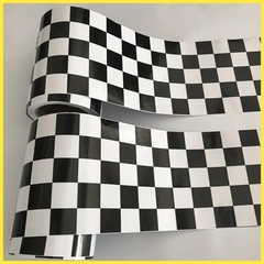 Black White Checkered Flag Vinyl Wrap Glossy Car Motorbike Decal Air Release