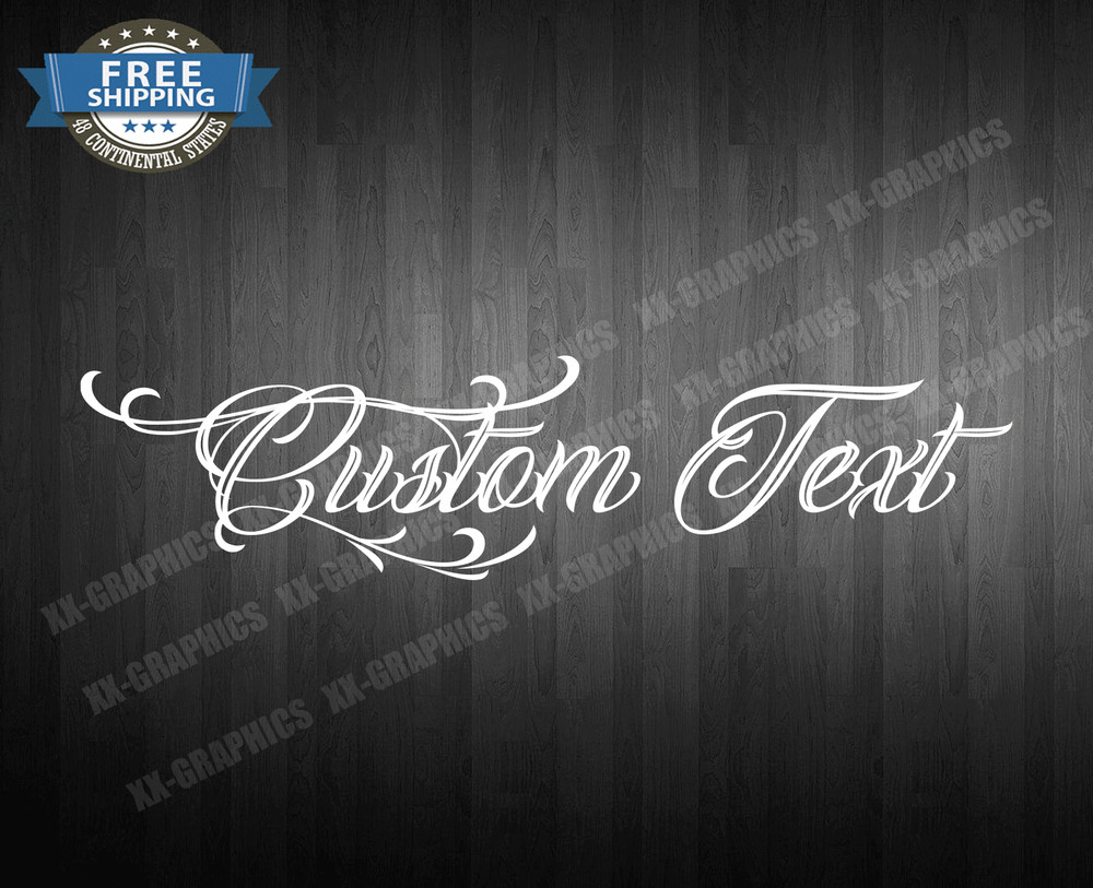 CUSTOM SCRIPT TATTOO STYLE Vinyl Lettering Decal Name Sticker Window Laptop