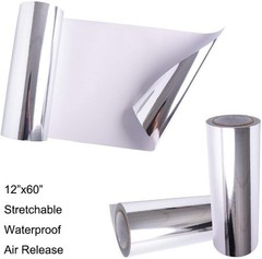 Car Wrap Vinyl 12 Inches x 60 Inches Chrome Mirror Silver Self Adhesive Film …