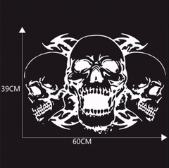 Car Sticker Vinyl Black Triple Skull Decal Waterproof For Hood Body Door Decor