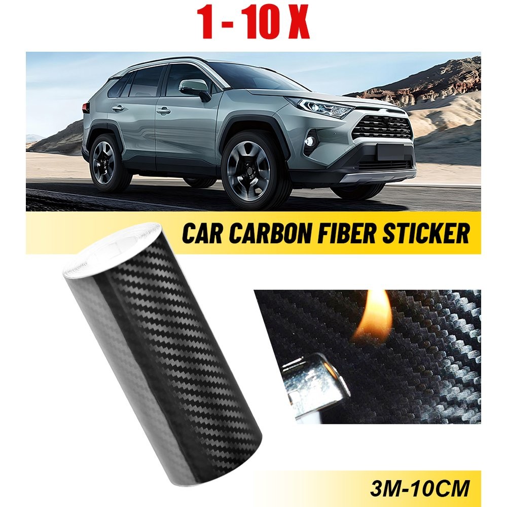 10ft Carbon Fiber Vinyl Wrap Sticker Anti Scratch Car Door Sill Protector 1-10x