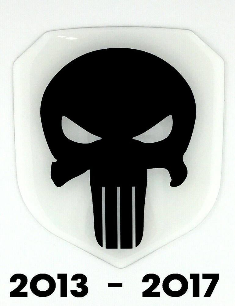 PUNISHER GRILLE EMBLEM fits RAM 2013-2017 (1500 THRU 3500) WHT/BLK
